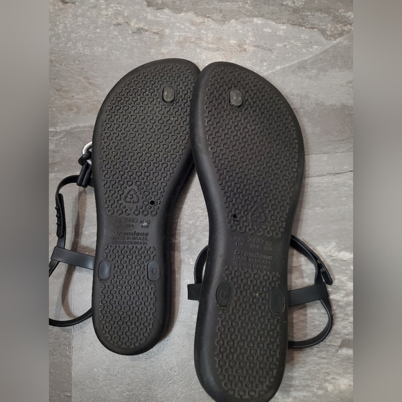 Ipanema Black & Silver Sandals. Women Size 10 US. Made In Brazil. - Picture 2 of 6